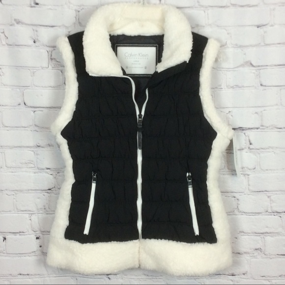 Calvin Klein Jackets & Blazers - Calvin Klein Puffer Vest Sherpa-Trim Quilted Sz L